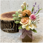 【🍀オーダー予約品🍀】ニットフラワーのアレンジメント花束 ＊オレンジ系＊ 花鉢付き・ラッピング済み　母の日プレゼント　枯れない花束　枯れないブーケ　枯れないお花　プレゼントブーケ　誕生日ギフト