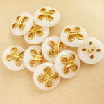 ■ラスト■10個入■15mm■　ビンテージボタン (ホワイトゴールド)　［0762] 