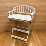 受注製作・Ｌサイズ( W55cm)・低めシャビー背板・D 35cm・H60cm/肘掛けセット付(白のアンティーク塗装)背板ぺたんと倒せる仕様・(白のアンティーク塗装)わんちゃん撮影用折り畳みベンチ