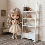 ラダーラック 本棚 キャビネット 棚 ラック 白 ホワイト ネオブライス 適応 家具 1/6 ドールハウス ミニチュア