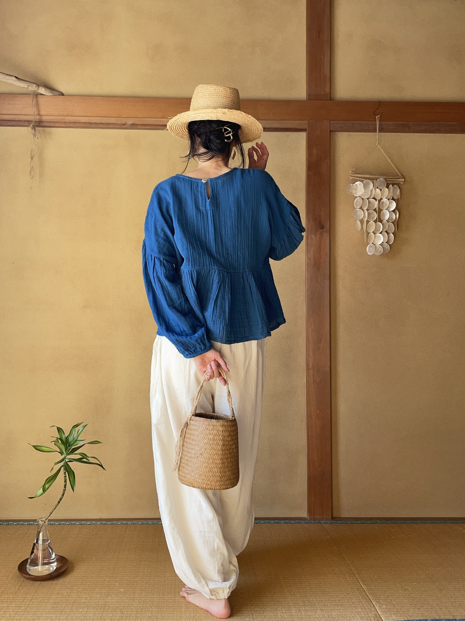 藍染めワンピース,インディゴワンピース,藍染めロングワンピース