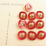 ■ラスト■10個入■13mm■　ビンテージボタン (レッドスター変形)　［0752] 