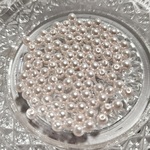 【3mm ベビーピンク】高品質 ガラスパール ビーズ 穴あり ツヤ 1513