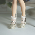 1/6サイズ【ヒール】White strap pumps