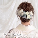 ヘッドドレス　ribbon＆SKY 結婚式　成人式　卒業式　プリザーブドフラワー　ドライフラワー　ドレス　着物　袴　ヘアアクセサリー　金箔