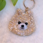ポメラニアンのお顔のビーズ刺繍