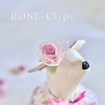 フレンチローズのヘアクリップ／花、フラワー、ヘアクリップ、バレッタ、チョーカー、アクセサリー、リボン、デニム、犬、猫