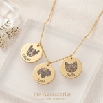 犬や猫、ペットの写真や名前でつくるオーダーネックレス♡名入れ♪ネームネックレス♡ドッグ、キャット♡数字なども可能！カスタム自由♡バースメモリー