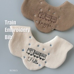 ＊Train Embroidery Bib＊　ネーム刺繍入り　ワッフルスタイ