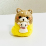 羊毛フェルト　長靴からひょっこり柴犬ちゃん