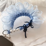 【褒められアイテム】アクセサリー感覚のハンドストラップ　Puff Pearl Ribbon strap