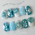 ネイルチップ　【aquamarine flower】