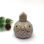 フクロウの置物(小)　頭にお家をのせた陶器の丸い梟　小さくてかわいい　珍しいふくろうのオブジェ