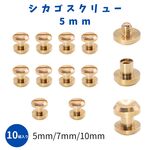 真鍮製シカゴスクリュー 5mm 10個セット 組ネジ 帳ビス ネジ式 留め具 ベルト バックル 手帳 レザークラフト 金具パーツ P012