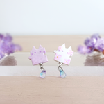 紫陽花ネコパズルイヤリング/ピアス. 猫 ねこ
