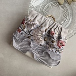lien multi poche｜ティッシュポーチ｜バネ口マルチポーチ｜バッグにつけられる｜ティッシュ＆ゴミ入れ｜刺繍リボン｜名入れ可｜内布モリス ｜ 母の日｜ No.011
