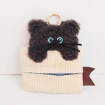 【33】ひょっこりもじゃ猫ティッシュケース・こげ茶IV