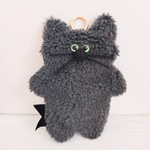 【13】もじゃ猫ティッシュケース・チャコール黒タグ