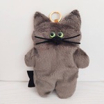【12】もじゃ猫ティッシュケース・濃グレージュ