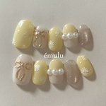 ˗ˏˋ新作📣 【𝑵𝒐.13】陽だまりのマーガレット🌼　/ネイルチップ　結婚式　成人式　花　黄色　リボン