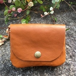 ぽっこり可愛い 革の財布/ふんわりしたレザー財布/ブラウン
