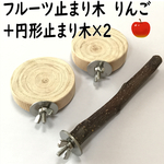 フルーツ止まり木　りんご+円形止まり×2