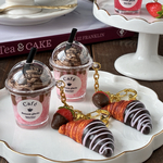 いちごチョコフローズンドリンク キーホルダー｜いちごチョコ＆チョコクロワッサンチャーム付き ♡ミニチュアスイーツ フェイクスイーツ　ストロベリードリンク　ドリンクチャーム