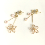 ゆれる☆お花とピンクパールの可憐なピアス