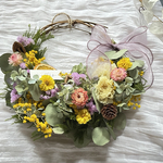 大人可愛い⭐︎花かごのようなクリスマスドライフラワーリース　ハーフムーン