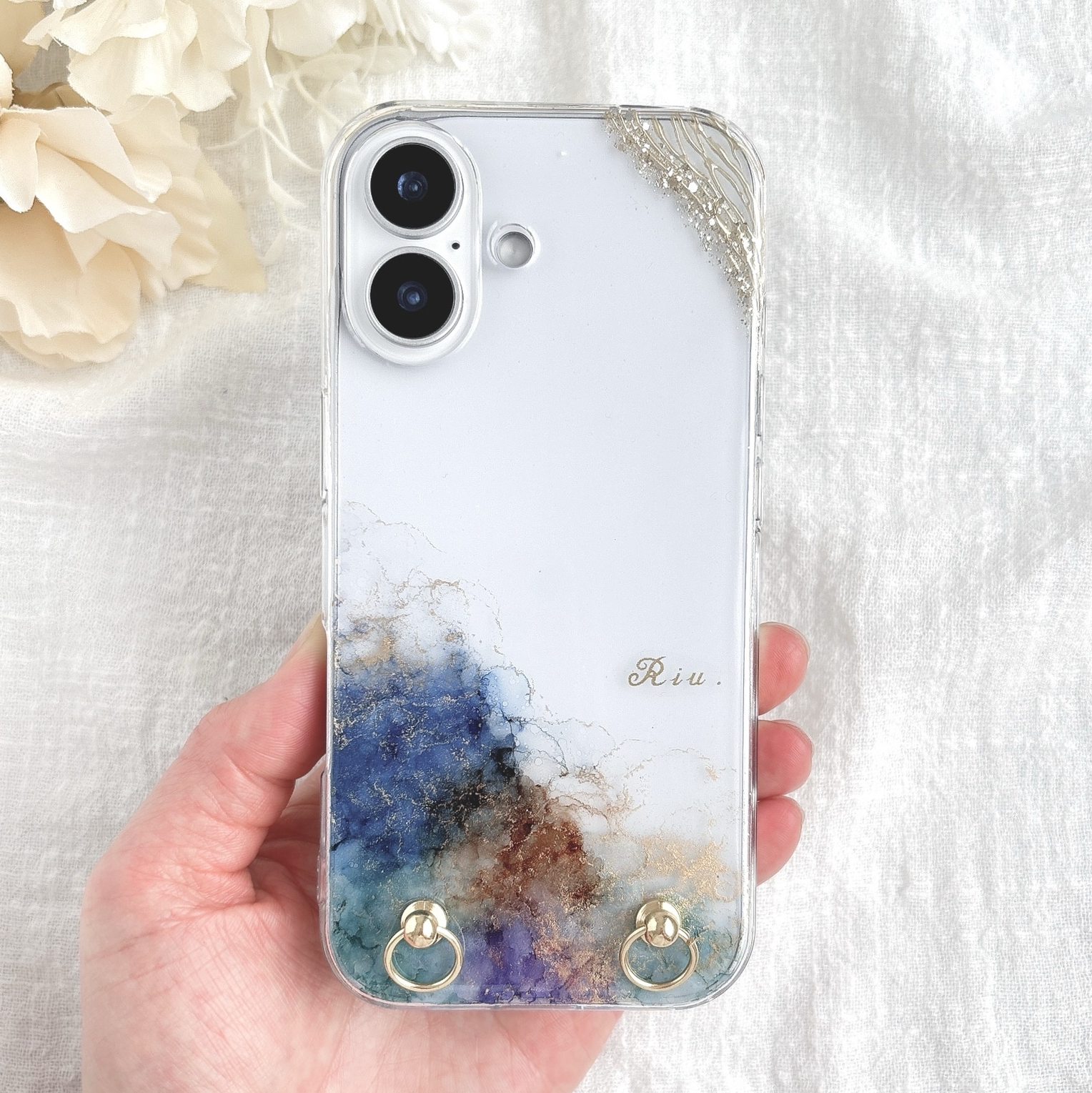 名入れ♡ニュアンスアートペイント✨キラキラフレーク入り⭐︎iPhoneケース♡ d35f4f3ecbed9bf8da56b82cb3faad