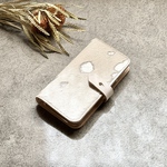 iPhoneケース flap belt / 牛毛皮ハラコ スポット柄 /ホワイト×シルバー〖全機種対応〗〖受注制作〗