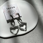 クリアハート♡2way✳︎シンプル✳︎シルバー✳︎フープハンドメイドピアス✳︎イヤリング