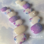 【現品14本セット】ベリーショート  あじさい   紫陽花   ラベンダー   ブルー   フラワー   フラワーネイル   ネイルチップ