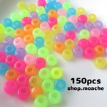 【ビーズ】約150個入り　蓄光　光る　大穴ビーズ　ポニービーズ　パラコード　プラスチック　アクリル　キッズアクセサリー　カラフル