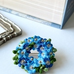 ネモフィラ咲く 想いを贈る花リースブローチ　青い花　母の日ギフト　ブルー🩵