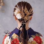 蝶🦋髪飾り　袴ヘア　卒業式ヘアパーツ　振袖　髪飾り　成人式　和装　ヘアドレス　ヘアパーツ　プリザーブドフラワー　ドライフラワーフラワー　水引　金箔