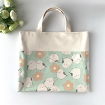 手さげバッグ(小)　25×30cm　クローバー×シマエナガ ＜ミント＞　KOKKA Pastel bonbon　サブバッグ　レッスンバッグ　図書バッグ