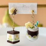 バナナのフルーツサンドとチョコバナナのシェイク　ピアス/イヤリング＊ミニチュア