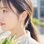 【再販500】お呼ばれにも♡淡水パールのすずらんとリーフのピアス/イヤリング フォーマル