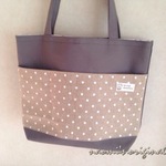 秋色 帆布トート グレー×ベージュ（ドット）