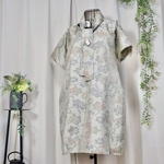 【2,000円OFF🌸8,500円⇒6,500円】色大島紬 着物リメイク👘花柄ロングチュニック《ネックリボン付き》
