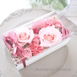 選べるメッセージ | ピンクのバラとカーネーションの上品なフラワーボックス｜誕生日・母の日・結婚祝い　pre.059