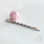 手まりヘアピン＊麻の葉/生成と菖蒲色［小さなてまり］