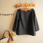 1点もの！RickRack ボートネックブラウス カラーネップネイビーML