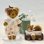 【ハンドメイド】13cm_ベアとミニリスのセット 【テディベア】