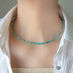 Turquoise　ターコイズ ネックレス / ステンレスビーズ 天然石 /