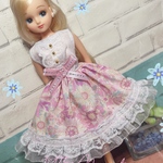 リカちゃん服ワンピース　〜白×ピンクフラワー〜