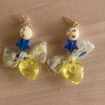 イエローハートとリボンのピアス(イアリング)♡