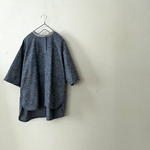 五分袖ヘンリーネックシャツ：：霜降りネイビーnavy：：おじシリーズ