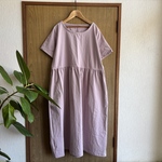 natural*ワッシャーライラック半袖ワンピース